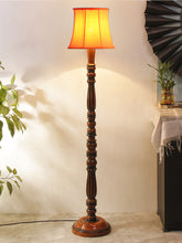 Orange Cotton Wooden floor Lamp